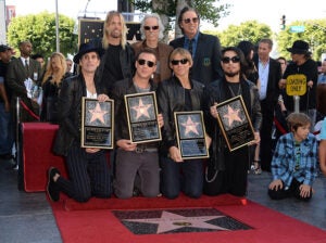 Musicians Perry Farrell, Stephen Perkins, Chris Chaney, Taylor Hawkins, John Densmore, and Dave Navarro attend the ceremony honoring Jane's Addiction with a Star on The Hollywood Walk of Fame on October 30, 2013 in Hollywood, California.