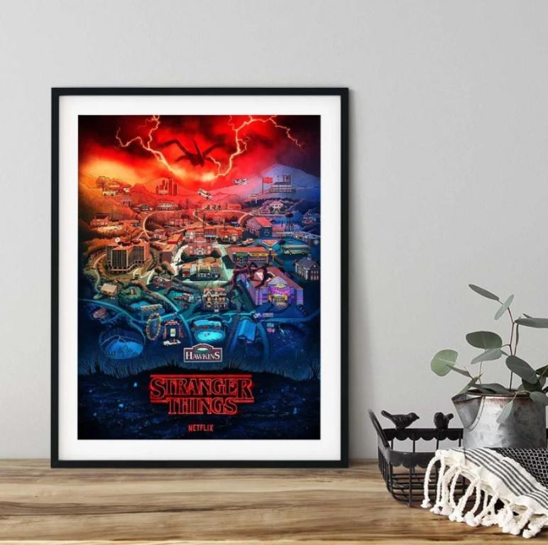 stranger things town map poster