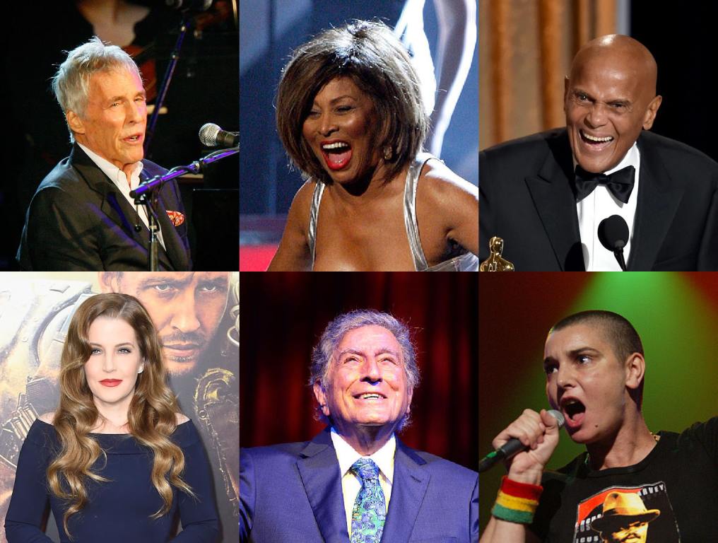 Burt Bacharach, Tina Turner, Harry Belafonte, Lisa Marie Presley, Tony Bennett, Sinead O'Connor.