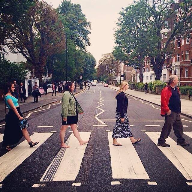 Nancy Lee at Abbey Road crossing