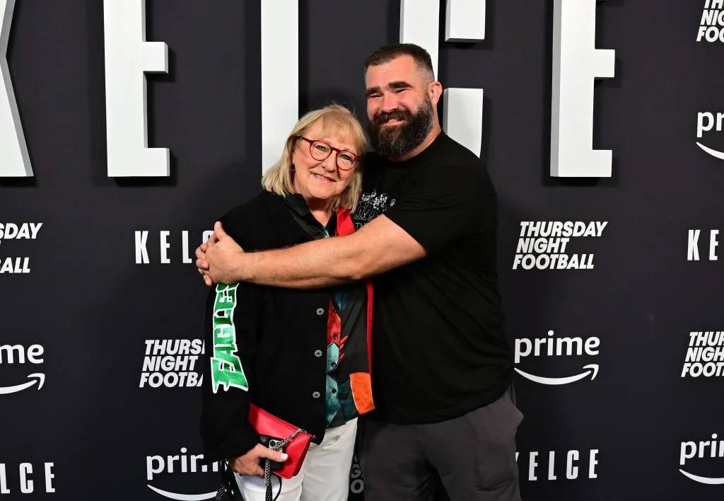 Donna Kelce and Jason Kelce attend Thursday Night Football Presents The World Premiere of "Kelce" 